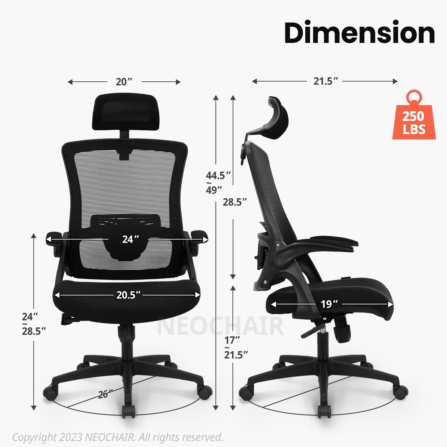 (New)HIGH BACK MESH ADJUSTABLE OFFICE NEO CHAIR