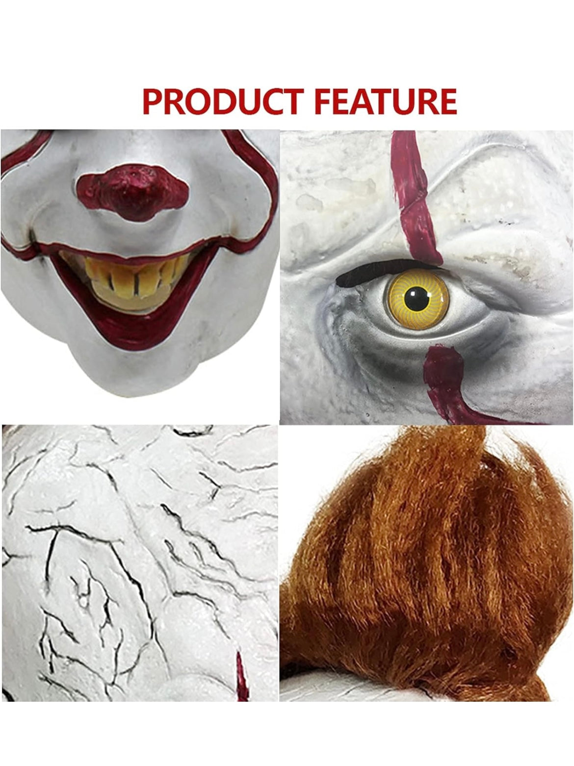 Scary Clown Halloween Mask(Adult One Size)