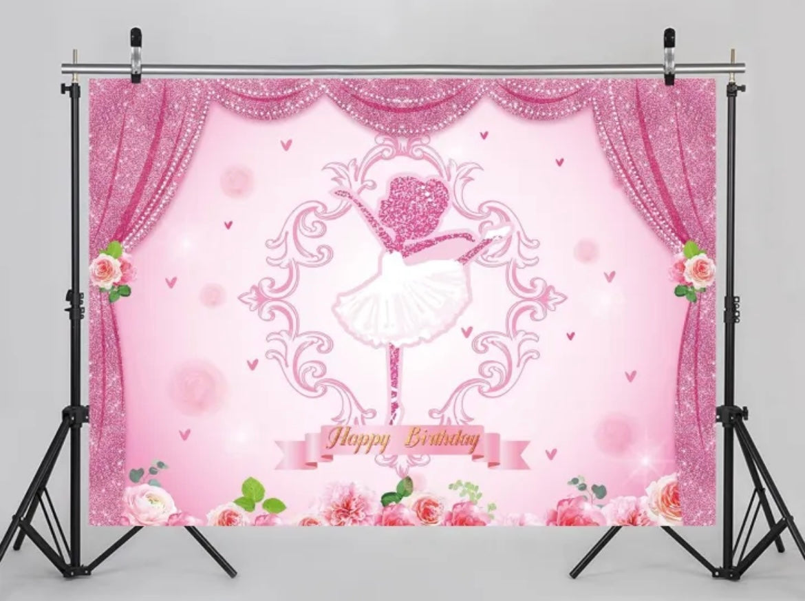 Ballerina Birthday Photography Backdrop 7x5ft Romantic Elegant Ballet Girls Background Dance Party Decorations Baby Shower Birthday Party