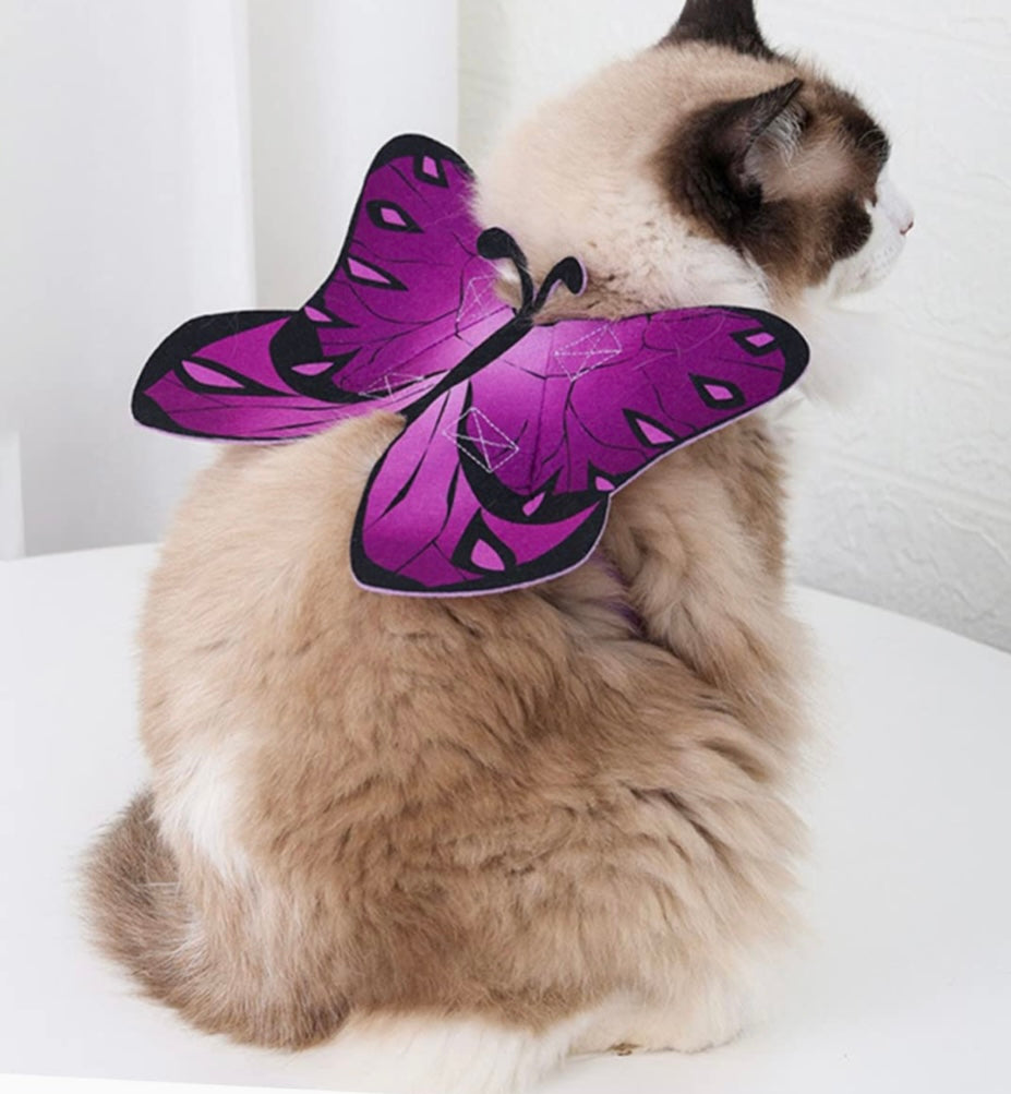 Halloween Costume cat Butterflies Wing Halloween Dog Clothes pet Halloween Apparel Cute Dog Outfit Role Play Outfits pet Dress up Wing Christmas pet Outfit Purple Felt Cloth