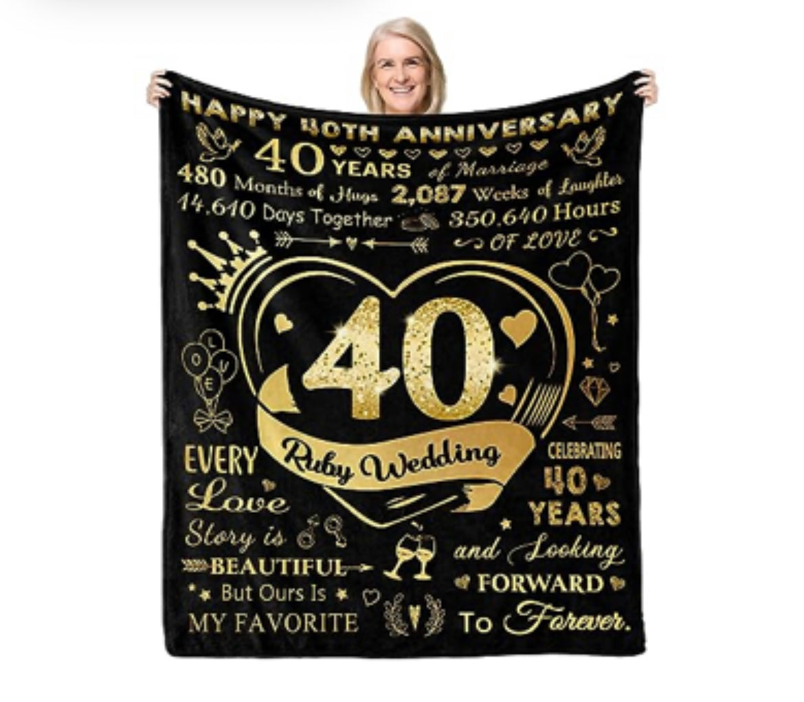 Merry Carve Gift for 40th Wedding Anniversary 40th Anniversary Blanket Gifts