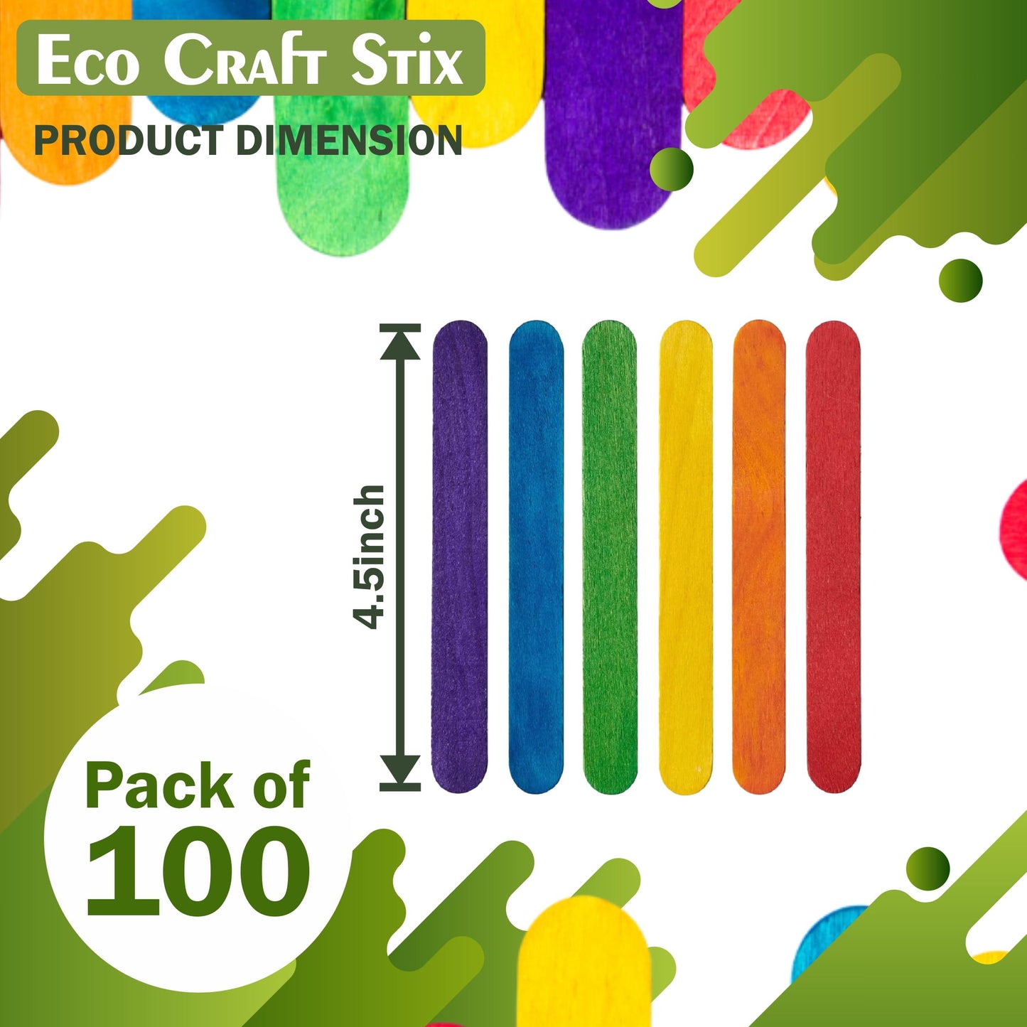 Craft Stix 4.5" Colored Wooden Craft Sticks - Pack of 100ct