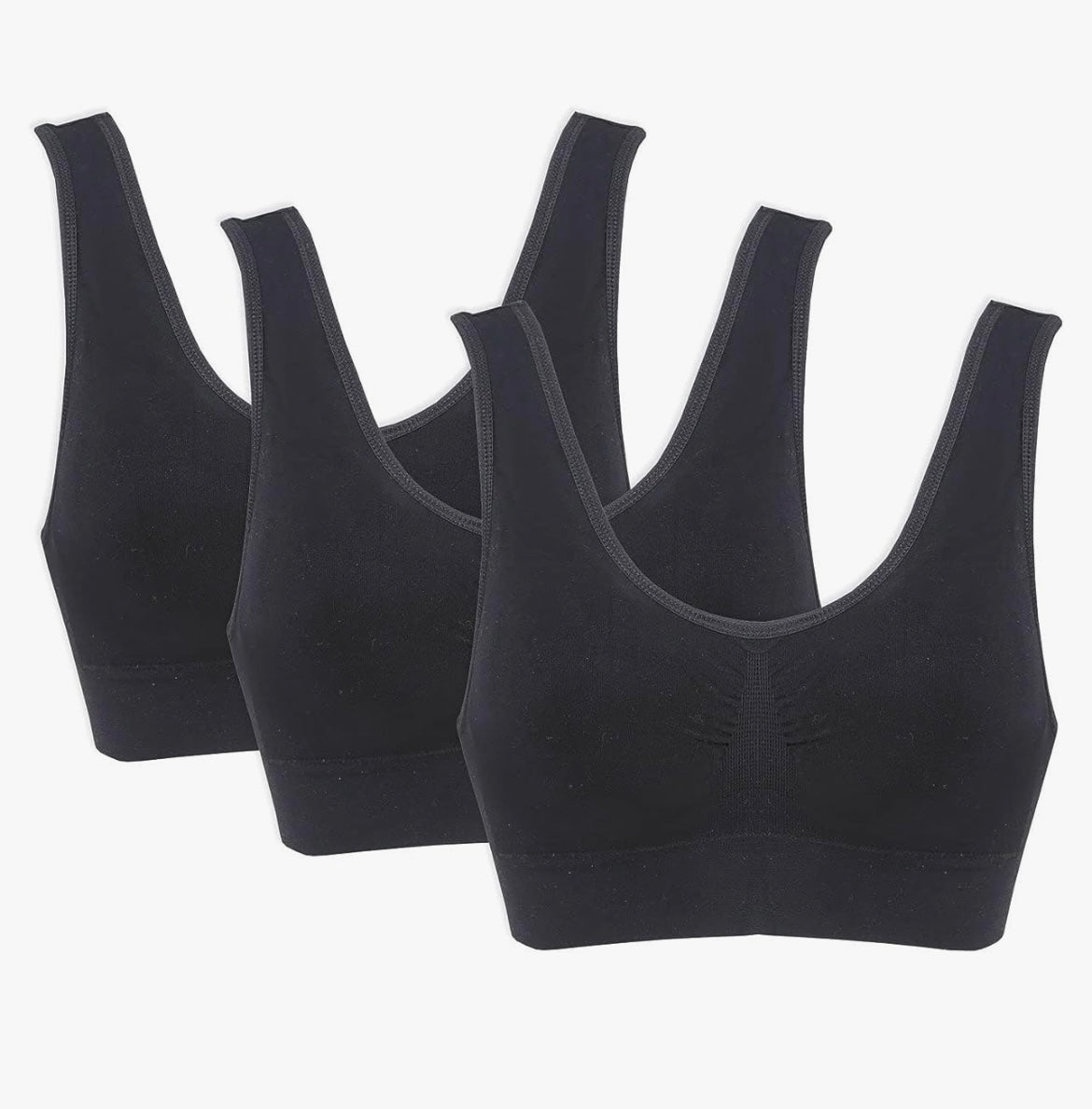 Original Seamless Comfort Bra (Size XL/Black-3 Pack)