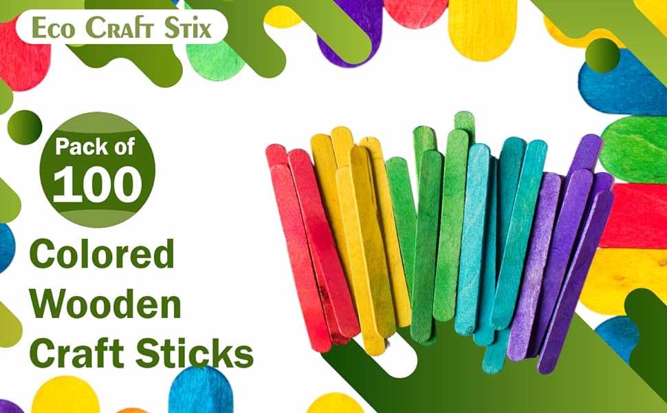 Craft Stix 4.5" Colored Wooden Craft Sticks - Pack of 100ct