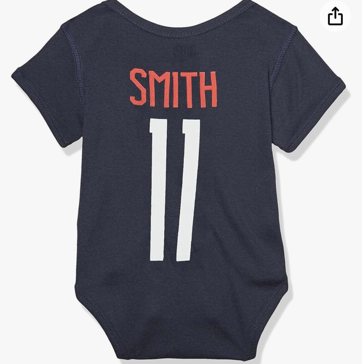 USA National Team Name & Number Onsie, Navy, 0-3 Months, Smith Sophia