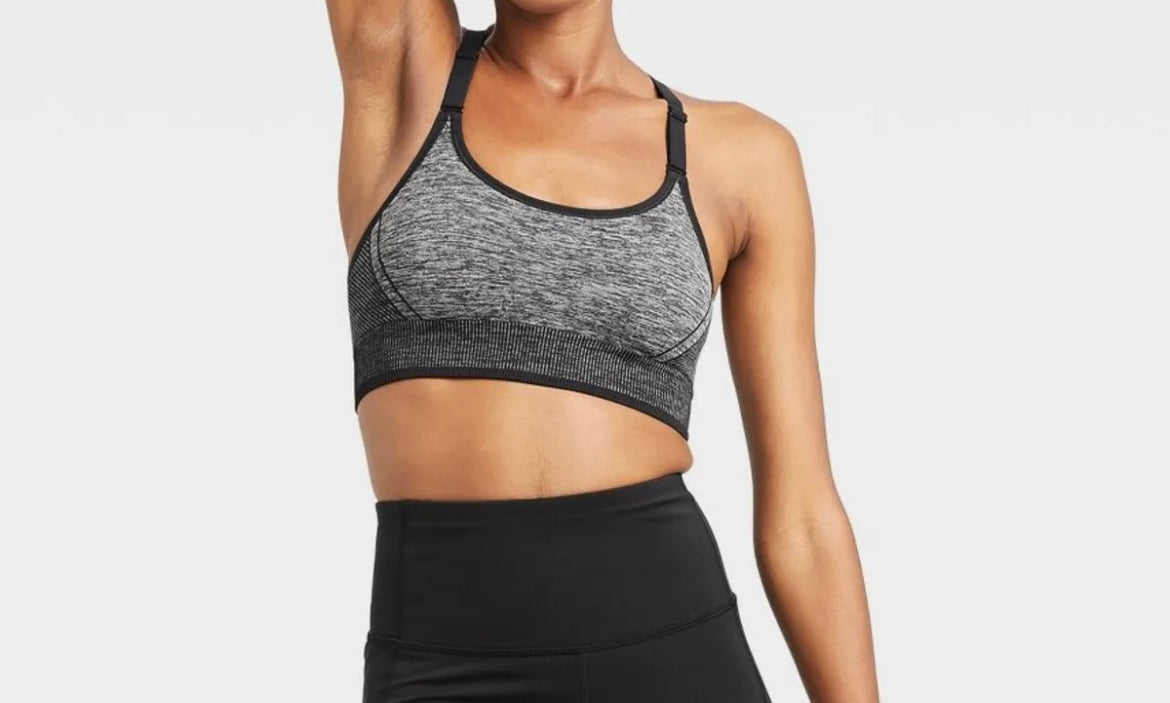 Women’s Seamless Cami Bra Dark Heather Gray Medium Support (Size Medium) Pack of 3