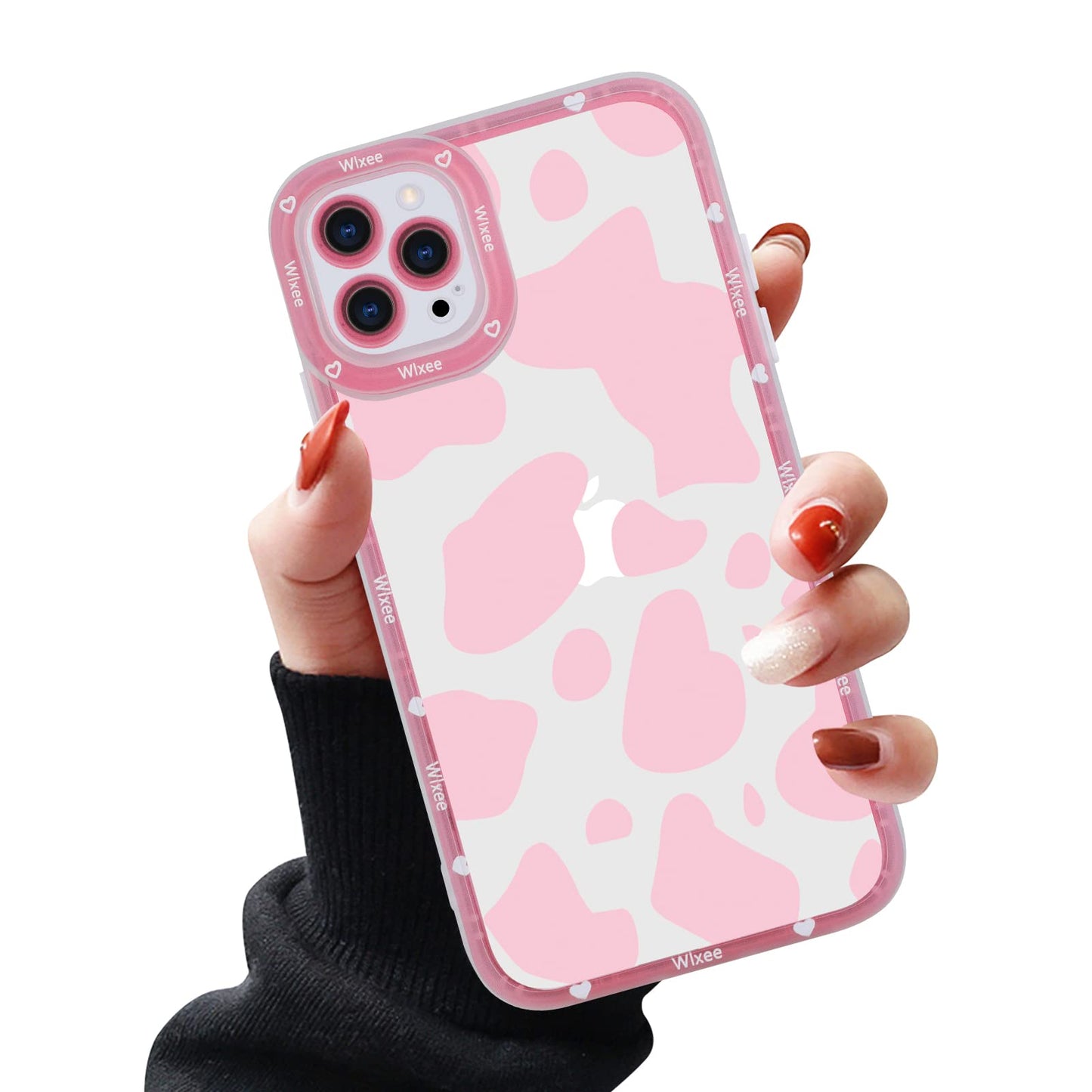 iPhone 13 Pro Max Case with Pink Cow Print for Women Clear Waterproof Dust-Proof Ladies Fashion Design Teen Girls Cute 13 Pro Max Case Anti-Fall Protective Shock Absorption Case