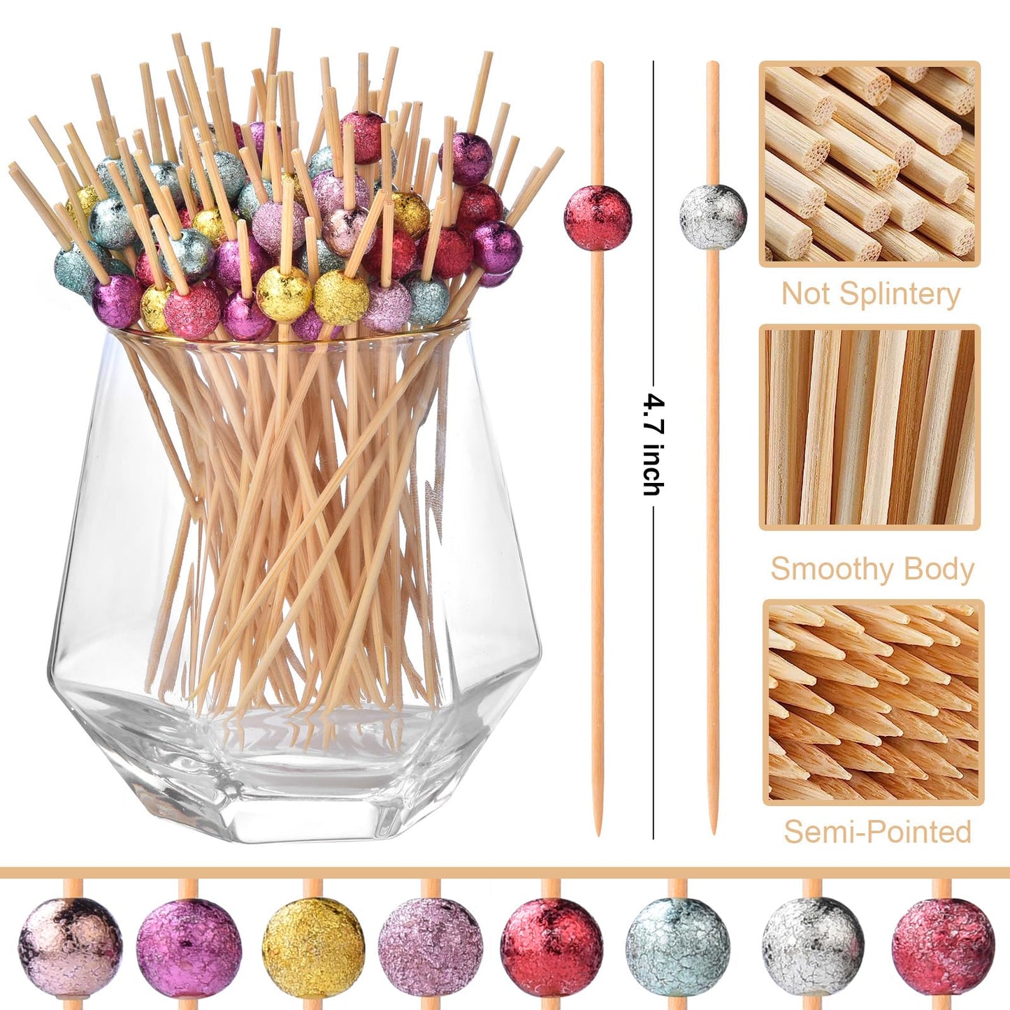 100 PCS Glitter Cocktail Picks