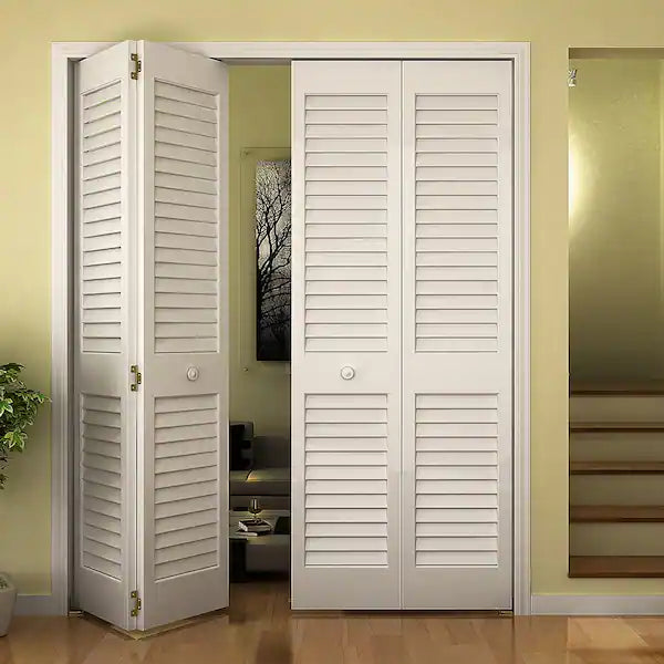 (New) Closet Door, Bi-fold, Louver Louver Plantation Primed White (36x80)