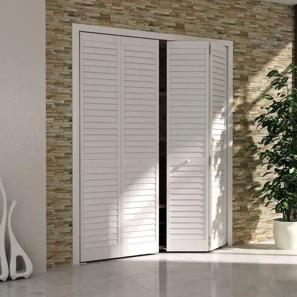 (New) Closet Door, Bi-fold, Louver Louver Plantation Primed White (36x80)