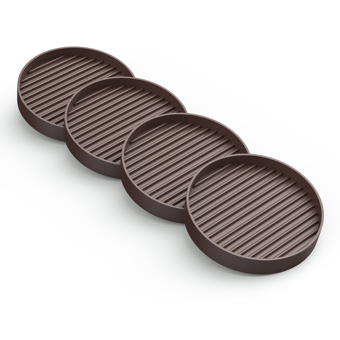 Non Slip Furniture Pads - 3x3 Brown Round Rubber Anti Skid Caster Cups Leg Coasters - Couch, Chair, Feet, and Bed Stoppers with Anti - Sliding Floor Grip (Set of 4)