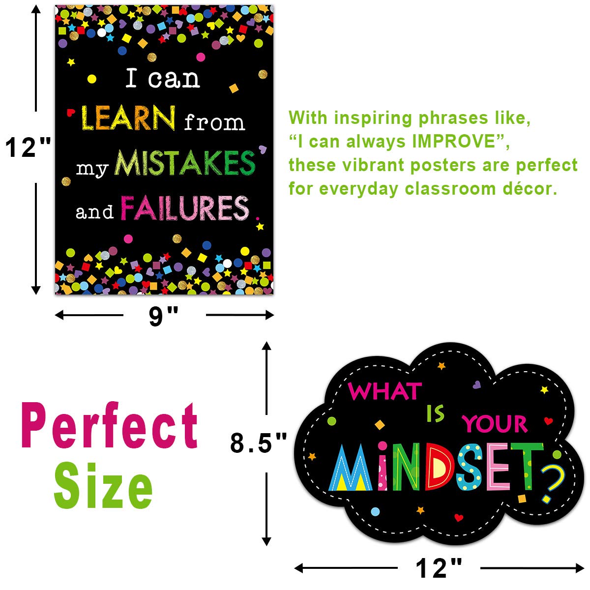 Growth Mindset Posters Classroom Bulletin Board Display Set Positive Sayings What is Your Mindset for Kids School Decoration