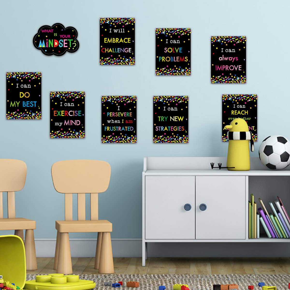 Growth Mindset Posters Classroom Bulletin Board Display Set Positive Sayings What is Your Mindset for Kids School Decoration