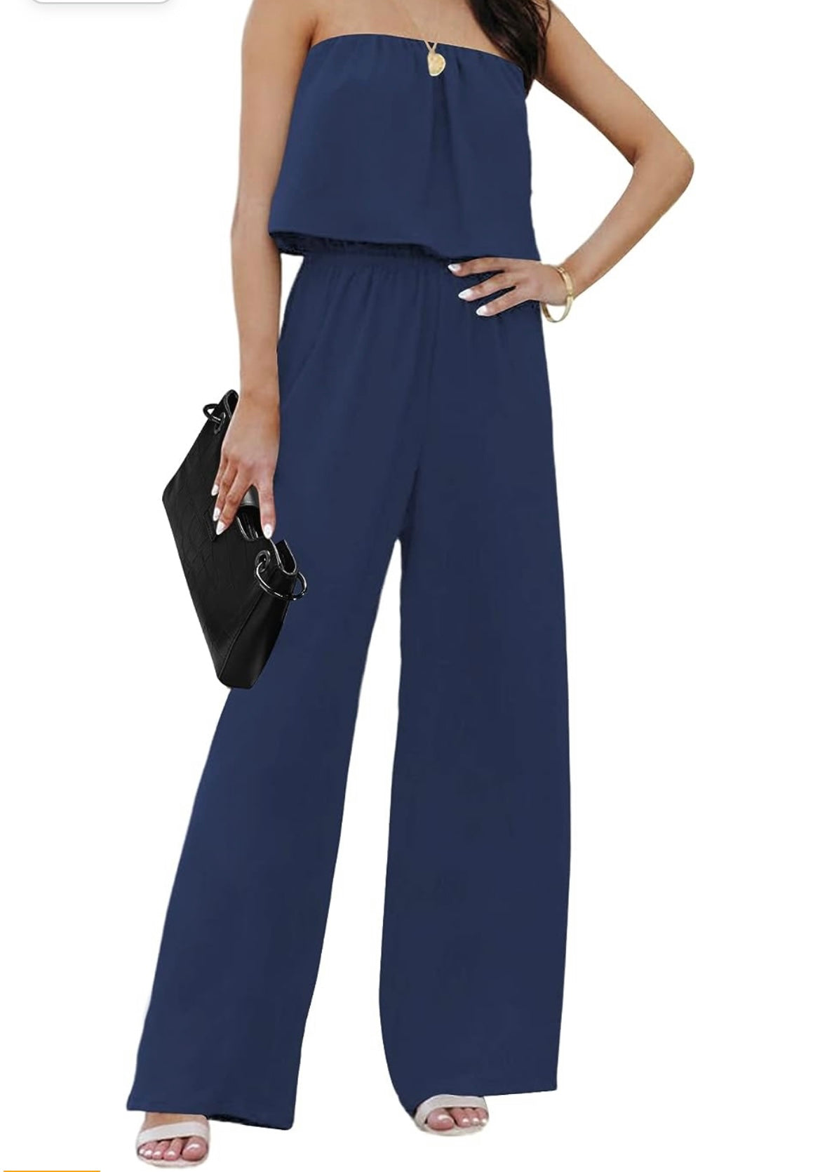 Women Casual Summer Chiffon Jumpsuits Adjustable Spaghetti Strap Long Wide Leg Rompers for Women Dressy with Pockets (Size 4)