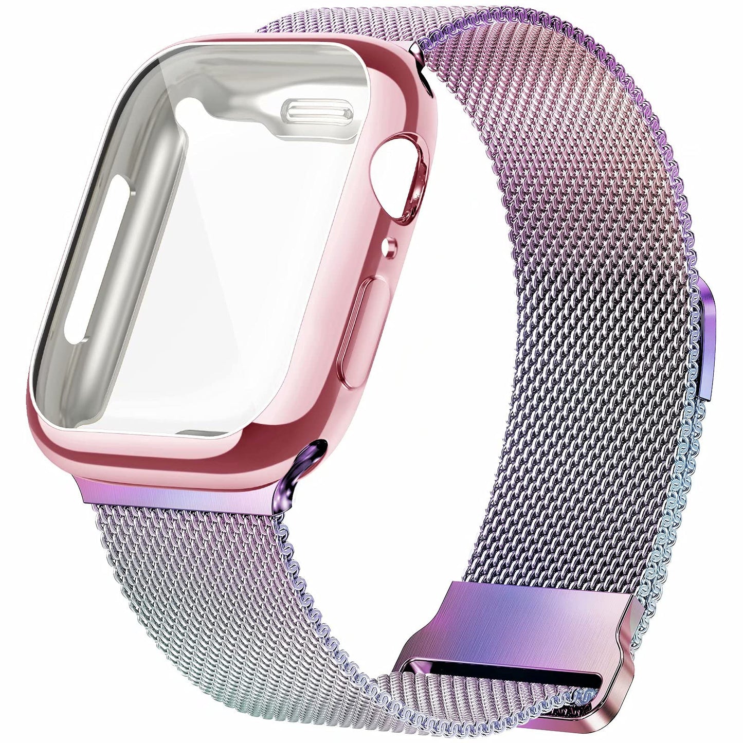 Metal Magnetic Bands Compatible for Apple Watch Band 38/40mm with Case, Stainless Steel Milanese Mesh Loop Replacement Strap Compatible with iWatch Series 8/7/6/5/4/3/2/1 SE Women Men, Colorful