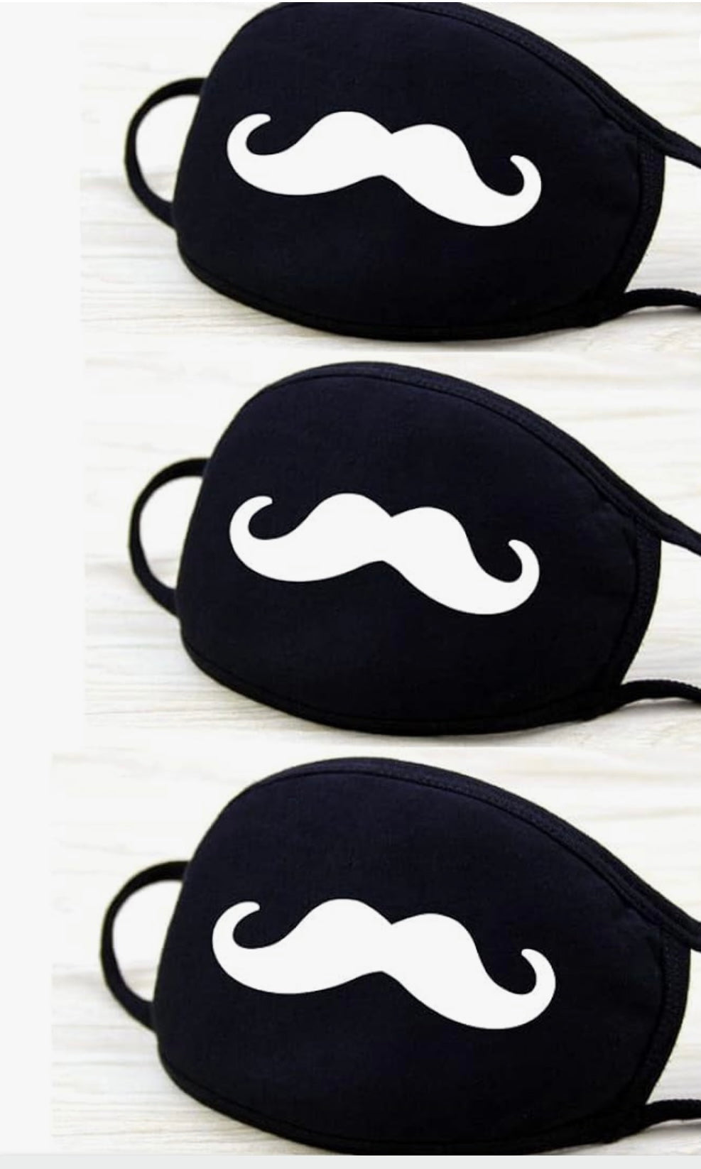 3 Pack Cute Mustache Pattern Kawaii Muffle Masks for Party Halloween Christmas Birthday Face Cosplay Outdoor Sports Cover