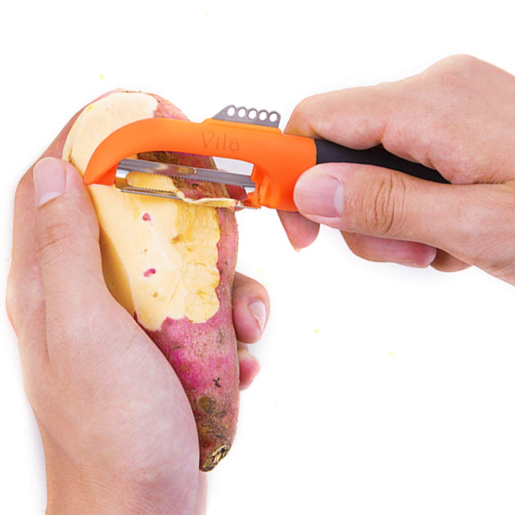 Swivel Peeler, Multifunctional Single Tool, Efficiently Peels and Skins Vegetables and Fruits, Unique Edge Technology, Comfortable Grip, Orange Color