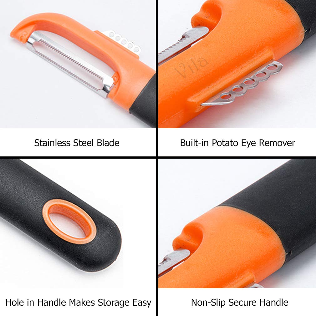 Swivel Peeler, Multifunctional Single Tool, Efficiently Peels and Skins Vegetables and Fruits, Unique Edge Technology, Comfortable Grip, Orange Color