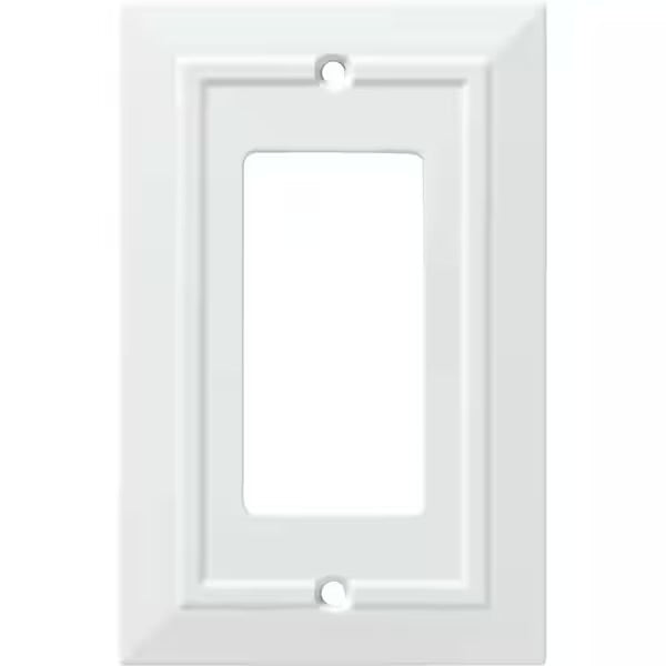 Classic Architecture Pure White Antimicrobial 1-Gang Decorator Wall Plate (4-Pack)