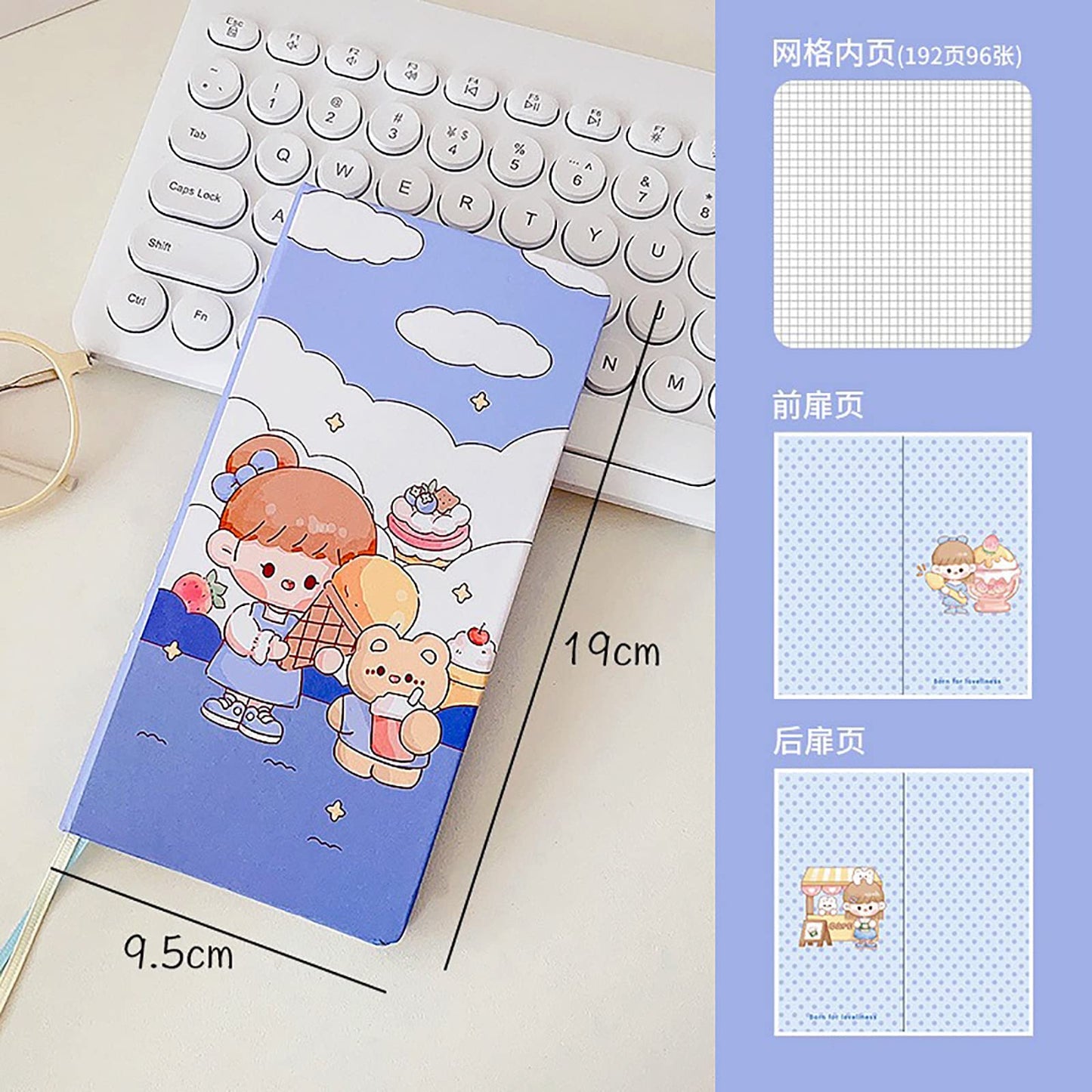 Cute Notebook Kawaii Notebook MOMO Sauce Weeks Handbook This Week Planned This Grid Cute Notebook Girl Week bookbook Notebook