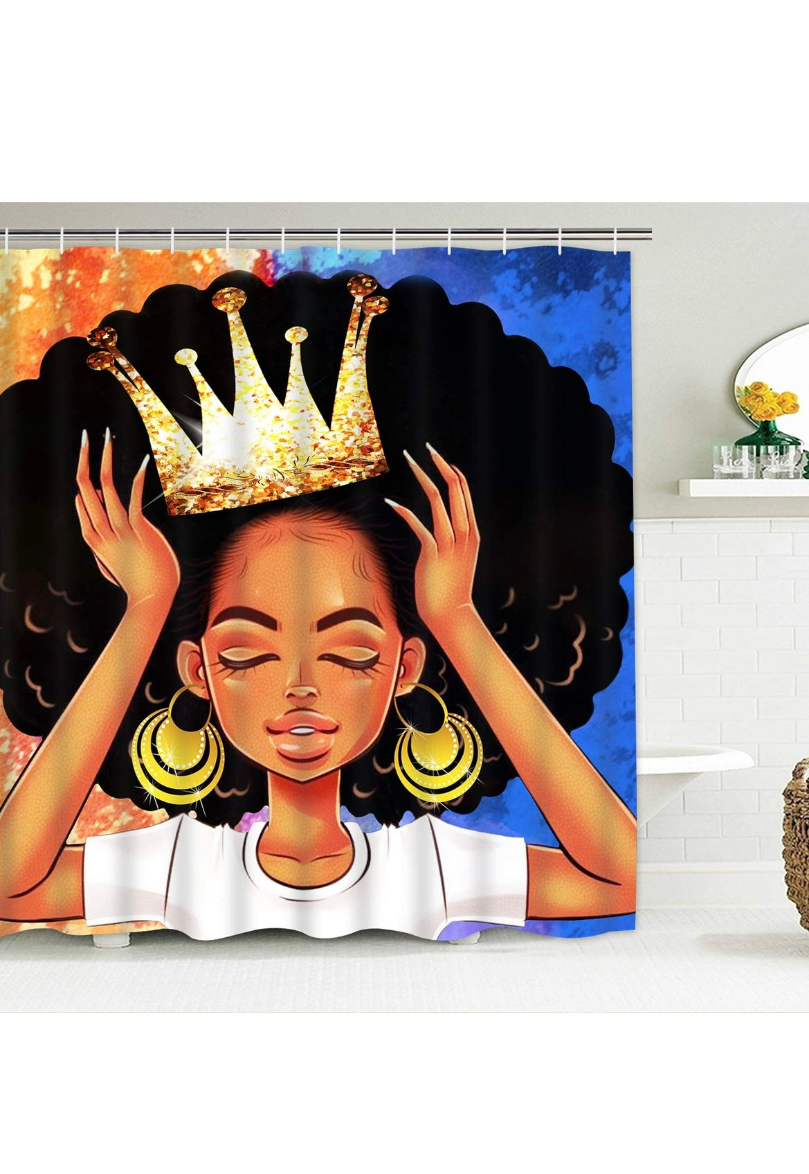 BEAUTIFUL AFRO GIRL POWER SHOWER CURTAINS